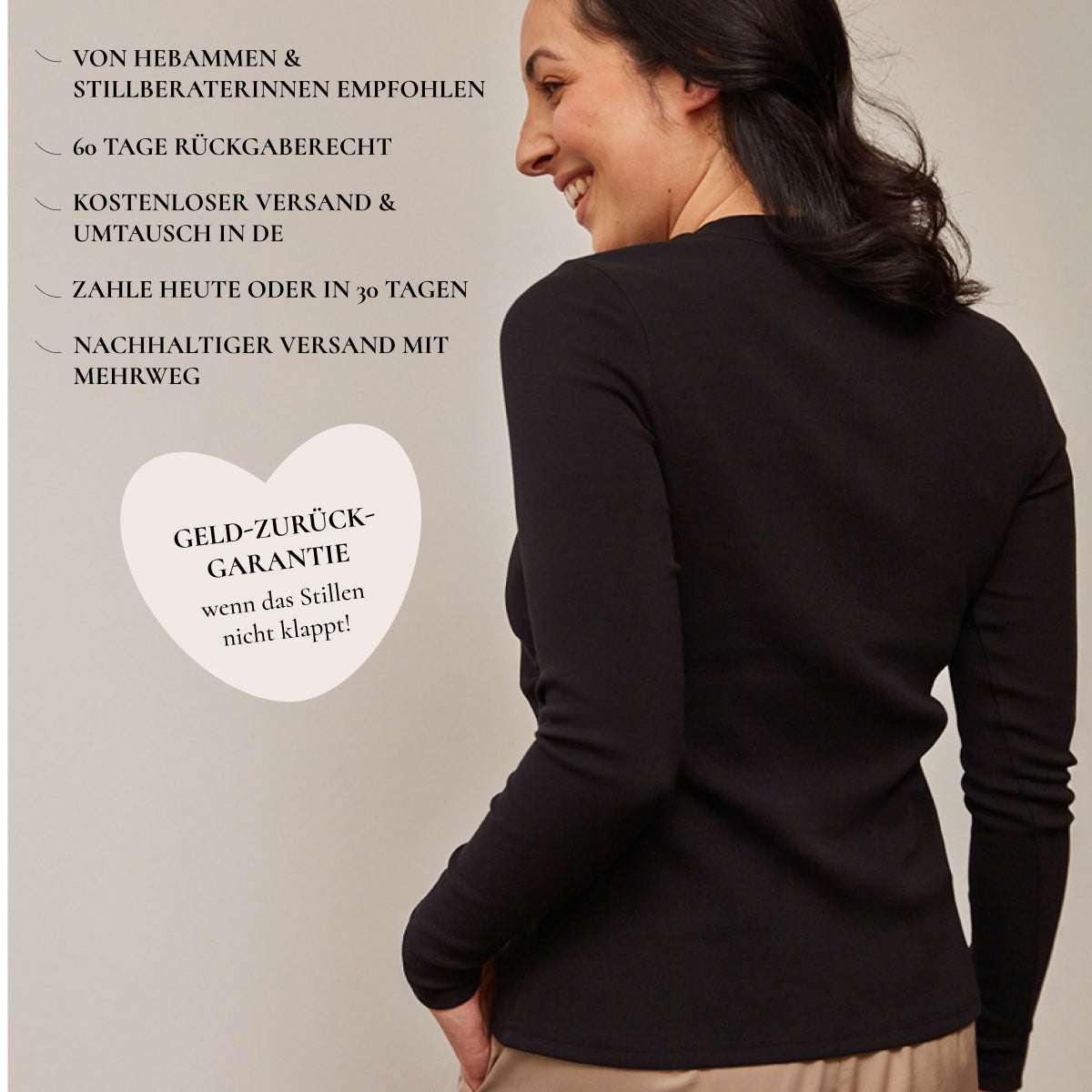 Jasmine Still-Longsleeve – elegant verdeckter Stillzugang