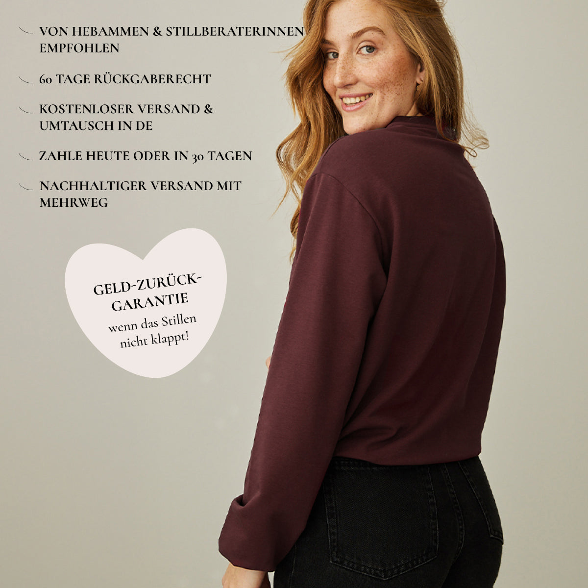 Snowdrop Stillpullover – verdeckter Reißverschluss