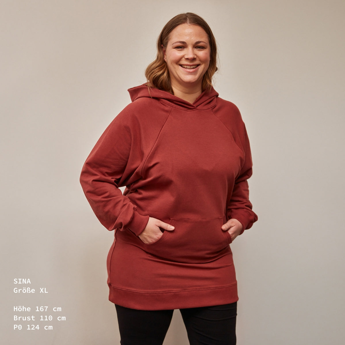 Oversized Heather Still-Hoodie – verdeckter Reißverschluss