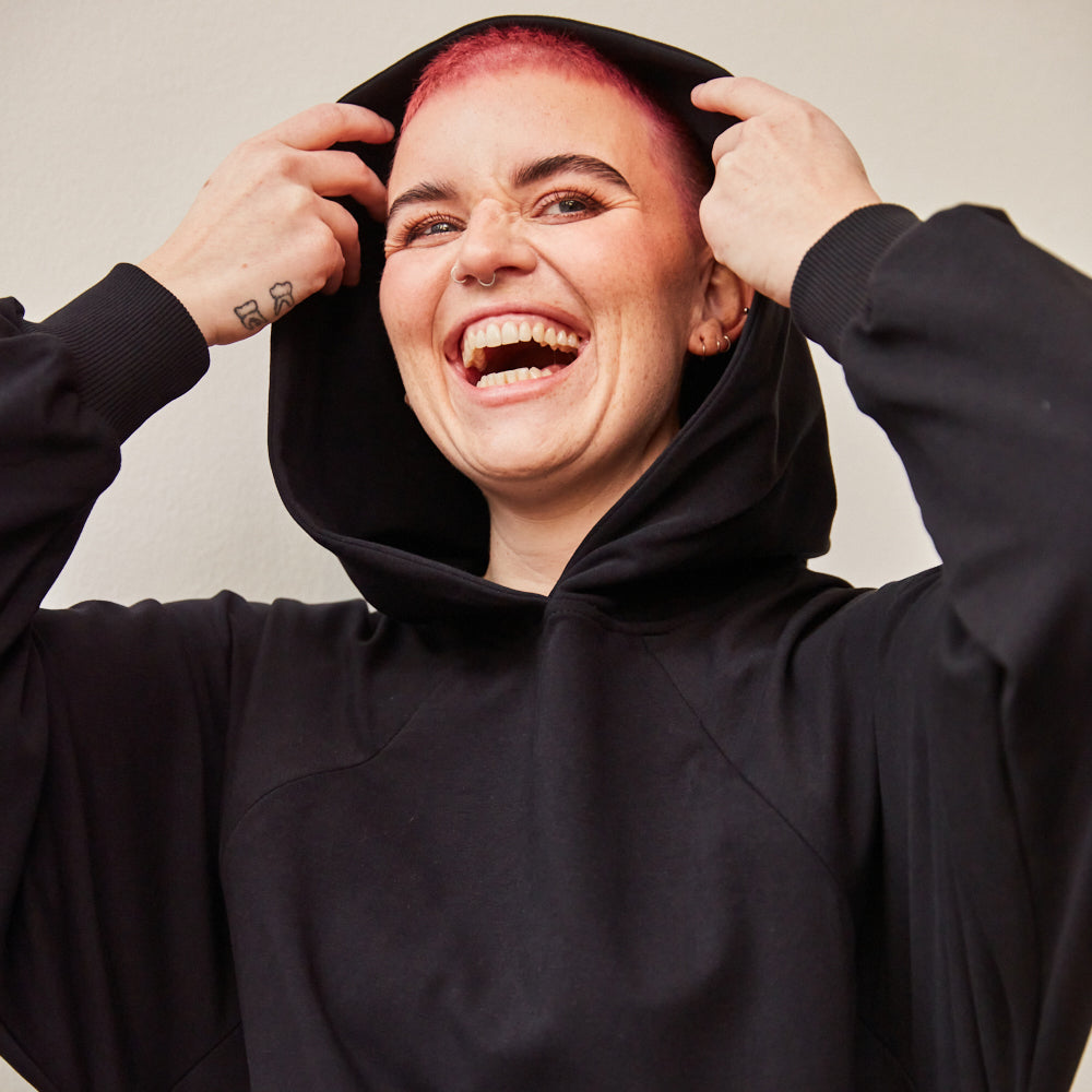 Oversized Heather Still-Hoodie – verdeckter Reißverschluss