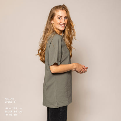 Oversized Heather Stillshirt – verdeckter Reißverschluss