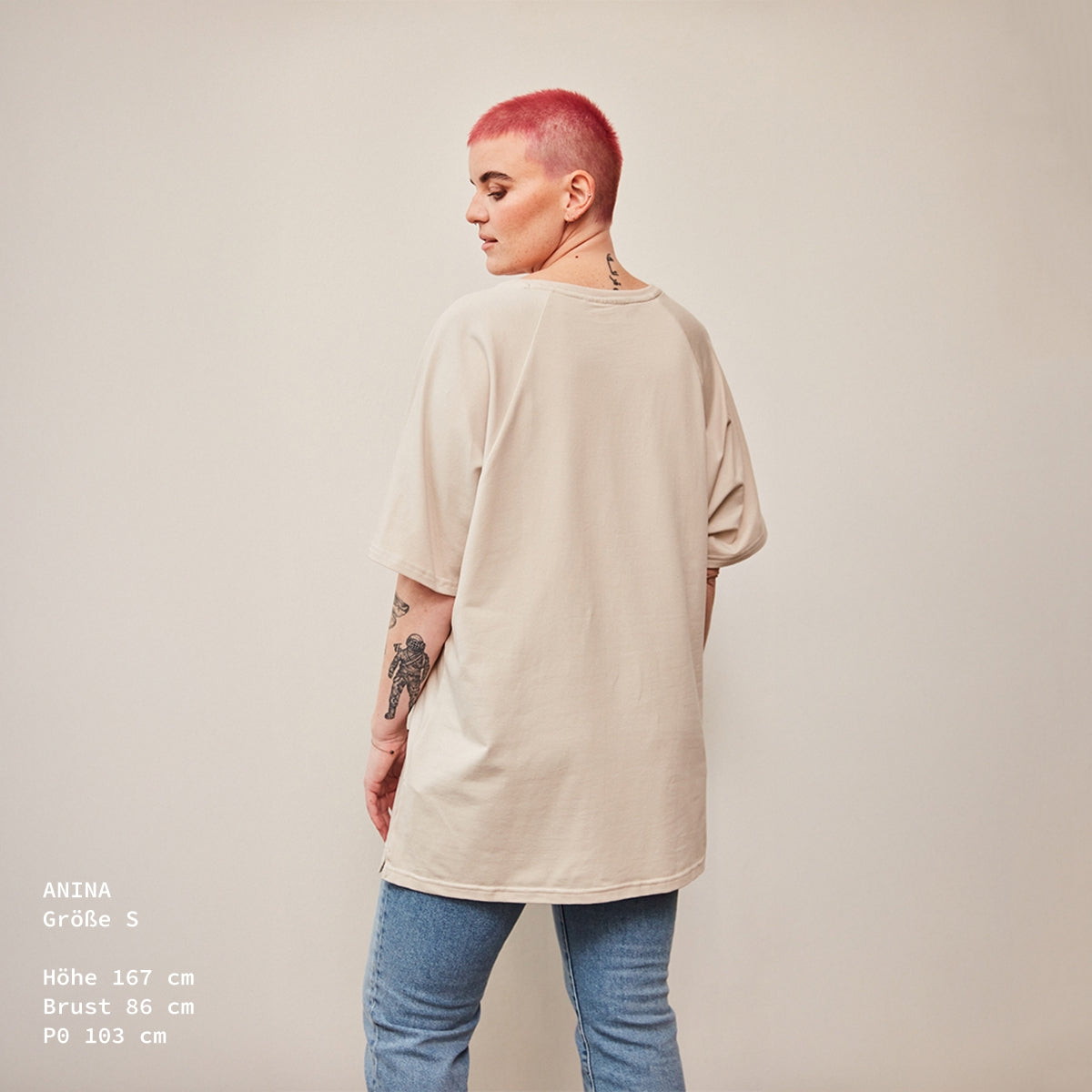 Oversized Heather Stillshirt – verdeckter Reißverschluss
