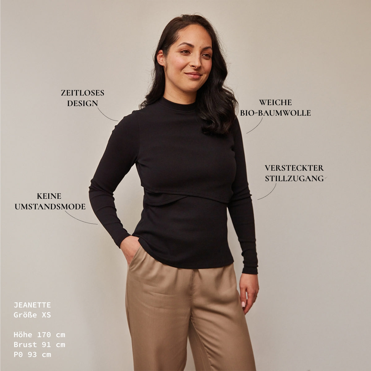 Jasmine Still-Longsleeve – elegant verdeckter Stillzugang