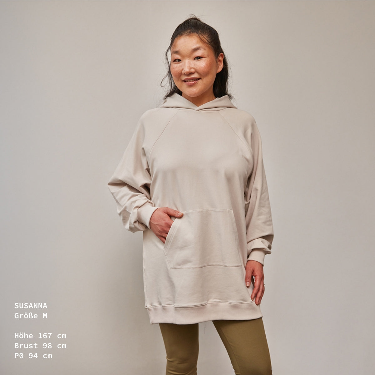 Oversized Heather Still-Hoodie – verdeckter Reißverschluss