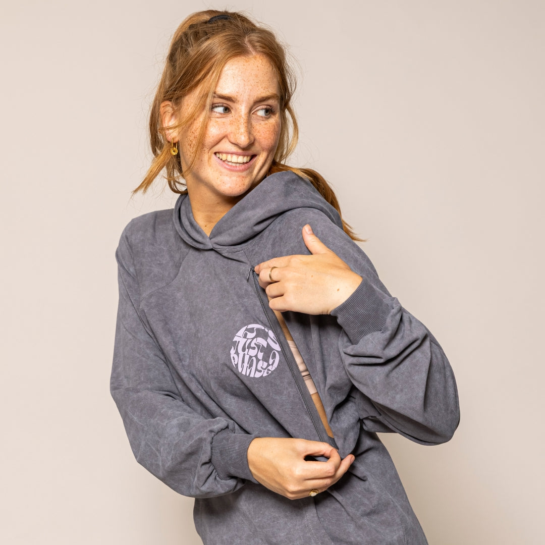"It's Just A Phase" Heather Still-Hoodie aus Bio-Baumwolle
