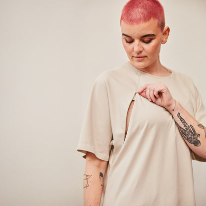 Oversized Heather Stillshirt – verdeckter Reißverschluss